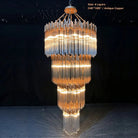 Modern Artistic Luxury Multi-layers Glam Glass Chandelier for High-Ceiling/Staircase/Foyer - 4 Layers/D40"*H95"BlackWarm LightBlushlighting