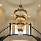 Modern Artistic Luxury Multi-layers Glam Glass Chandelier for High-Ceiling/Staircase/Foyer - 4 Layers/D40"*H95"BlackWarm LightBlushlighting
