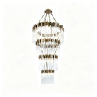 Modern Artistic Luxury Multi-layers Glam Glass Chandelier for High-Ceiling/Staircase/Foyer - 4 Layers/D40"*H95"BlackWarm LightBlushlighting