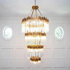 Modern Artistic Luxury Multi-layers Glam Glass Chandelier for High-Ceiling/Staircase/Foyer - 4 Layers/D40"*H95"BlackWarm LightBlushlighting