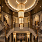 Modern Artistic Luxury Multi-layers Glam Glass Chandelier for High-Ceiling/Staircase/Foyer - 4 Layers/D40"*H95"BlackWarm LightBlushlighting