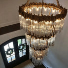 Modern Artistic Luxury Multi-layers Glam Glass Chandelier for High-Ceiling/Staircase/Foyer - 4 Layers/D40"*H95"BlackWarm LightBlushlighting