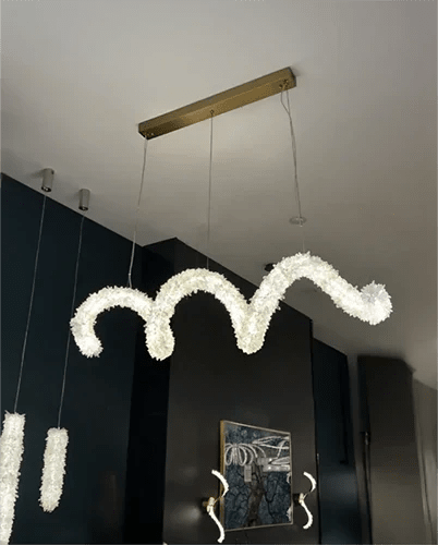 Modern Artistic Spring-shaped Natural Crystal Chandelier Modern Artistic Spring-shaped Natural Crystal Chandelier for Dining Room/Kitchen Island/Low Ceilings - L39.4"*H14.96"Warm LightBlushlighting
