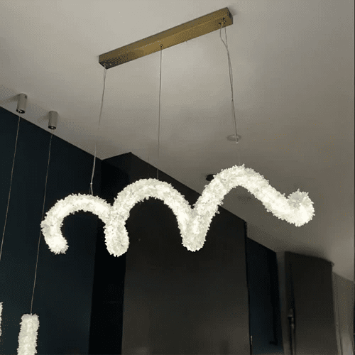 Modern Artistic Spring-shaped Natural Crystal Chandelier Modern Artistic Spring-shaped Natural Crystal Chandelier for Dining Room/Kitchen Island/Low Ceilings - L39.4"*H14.96"Warm LightBlushlighting