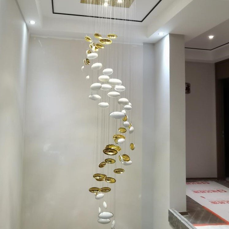 Modern Artistic Unique Golden Dragon Egg Pendant Ceiling Light Fixture for Staircase/ Sales Center/ Hotel - Blushlighting