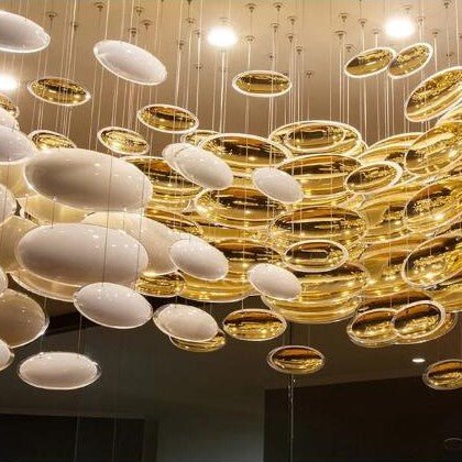 Modern Artistic Unique Golden Dragon Egg Pendant Ceiling Light Fixture for Staircase/ Sales Center/ Hotel - Blushlighting