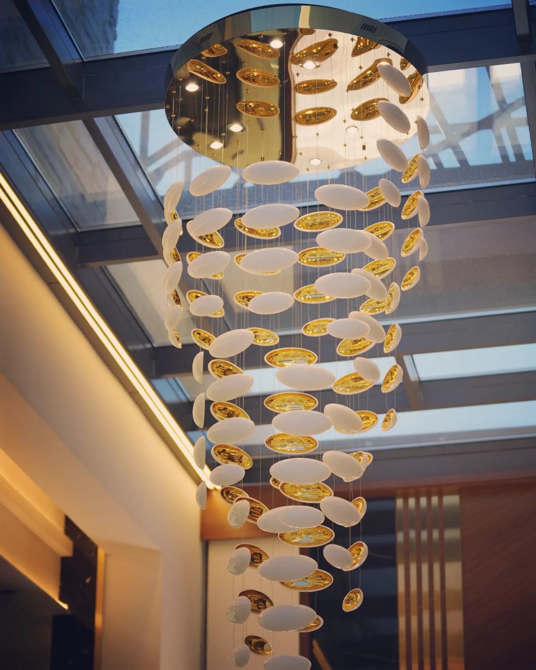 Modern Artistic Unique Golden Dragon Egg Pendant Ceiling Light Fixture for Staircase/ Sales Center/ Hotel - Blushlighting