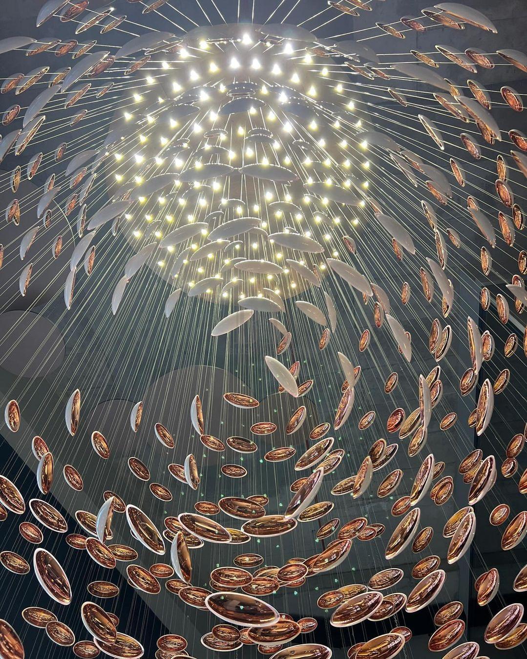 Modern Artistic Unique Golden Dragon Egg Pendant Ceiling Light Fixture for Staircase/ Sales Center/ Hotel - Blushlighting