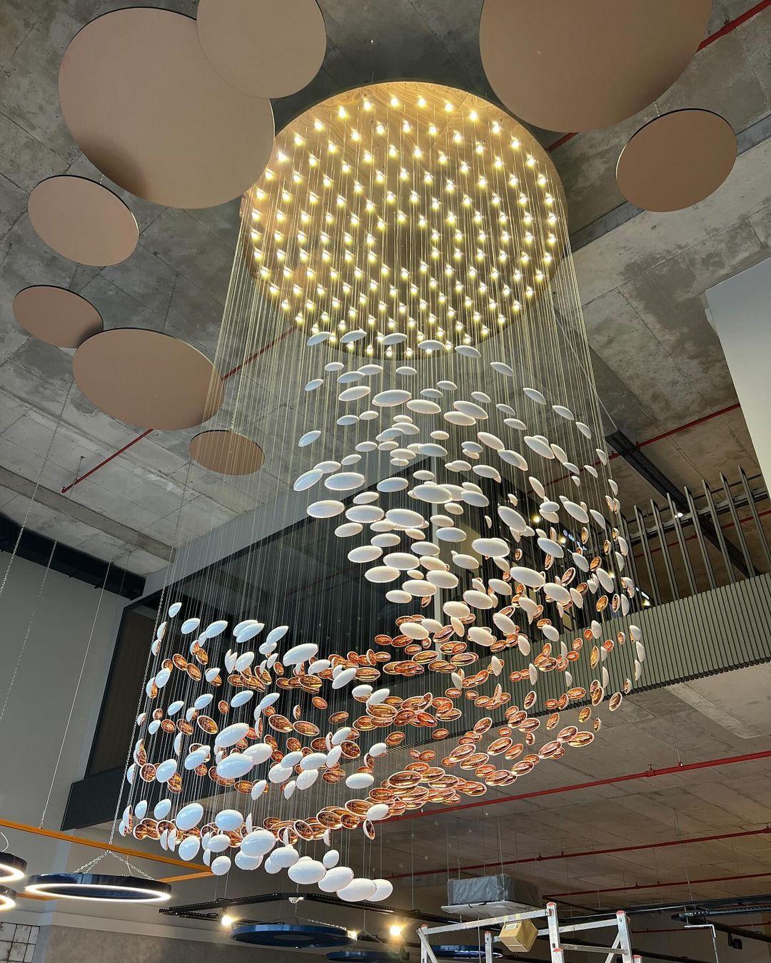Modern Artistic Unique Golden Dragon Egg Pendant Ceiling Light Fixture for Staircase/ Sales Center/ Hotel - Blushlighting