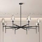 Modern Black 8 - Light 52in Rectangle Crystal Pendant Chandelier for Dining - Black - 52in - 8LightsBlushlighting