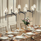 Modern Black 8 - Light 52in Rectangle Crystal Pendant Chandelier for Dining - Black - 52in - 8LightsBlushlighting