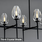 Modern Black 8-Light 52in Rectangle Crystal Pendant Chandelier for Dining
