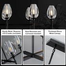 Modern Black 8-Light 52in Rectangle Crystal Pendant Chandelier for Dining