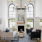 Modern Black Crystal Chandelier 6 Lights 42in Round K9 Tulip Pendant - Black - 42in - 6LightsBlushlighting