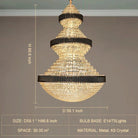 Modern Black Iron Crystal Chandelier For Foyer Staircase Luxurious Design Ceiling Light Fixture-Chandeliers-Blushlighting-D 59.1'' * H 86.6''-Warm Light-Blushlighting