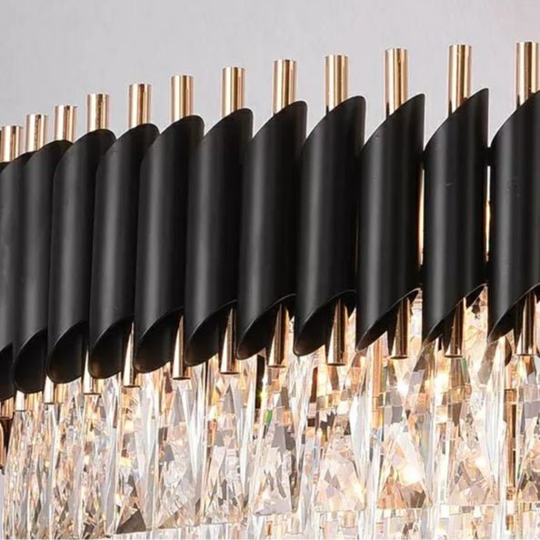 Modern Black Iron Crystal Chandelier For Foyer Staircase Luxurious Design Ceiling Light Fixture-Chandeliers-Blushlighting-Blushlighting