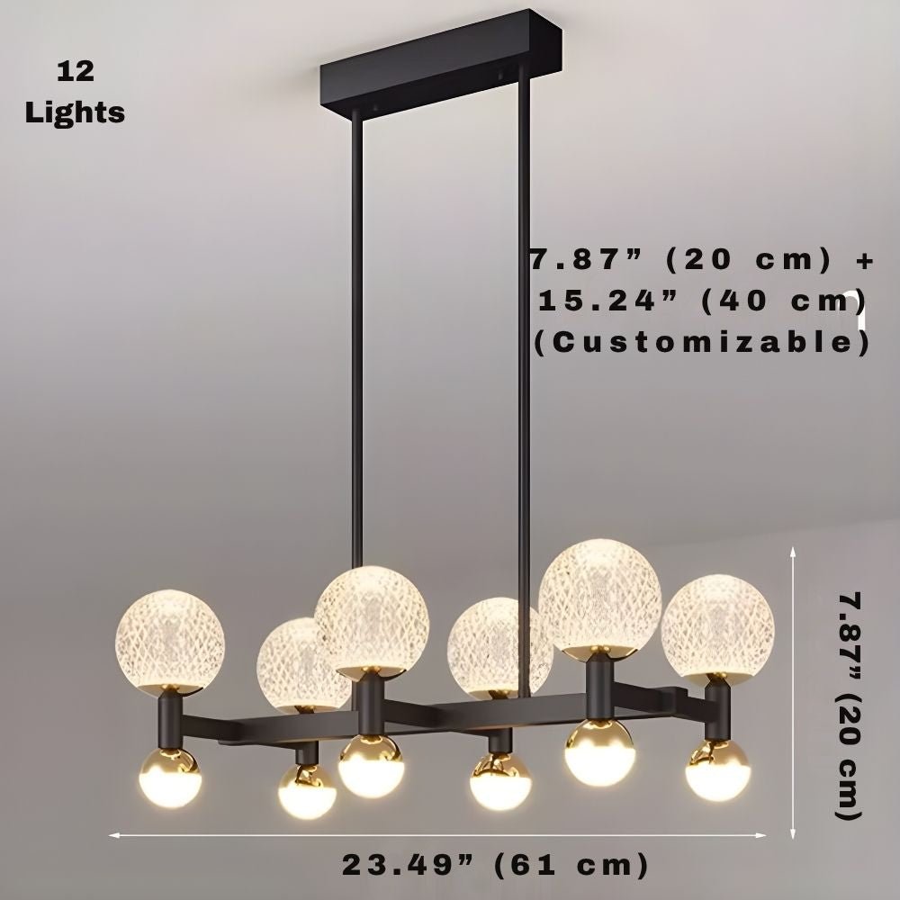 Modern Black Linear Dining Room Chandelier 12/16 Lights - 16 LightWarm White 3000KBlushlighting