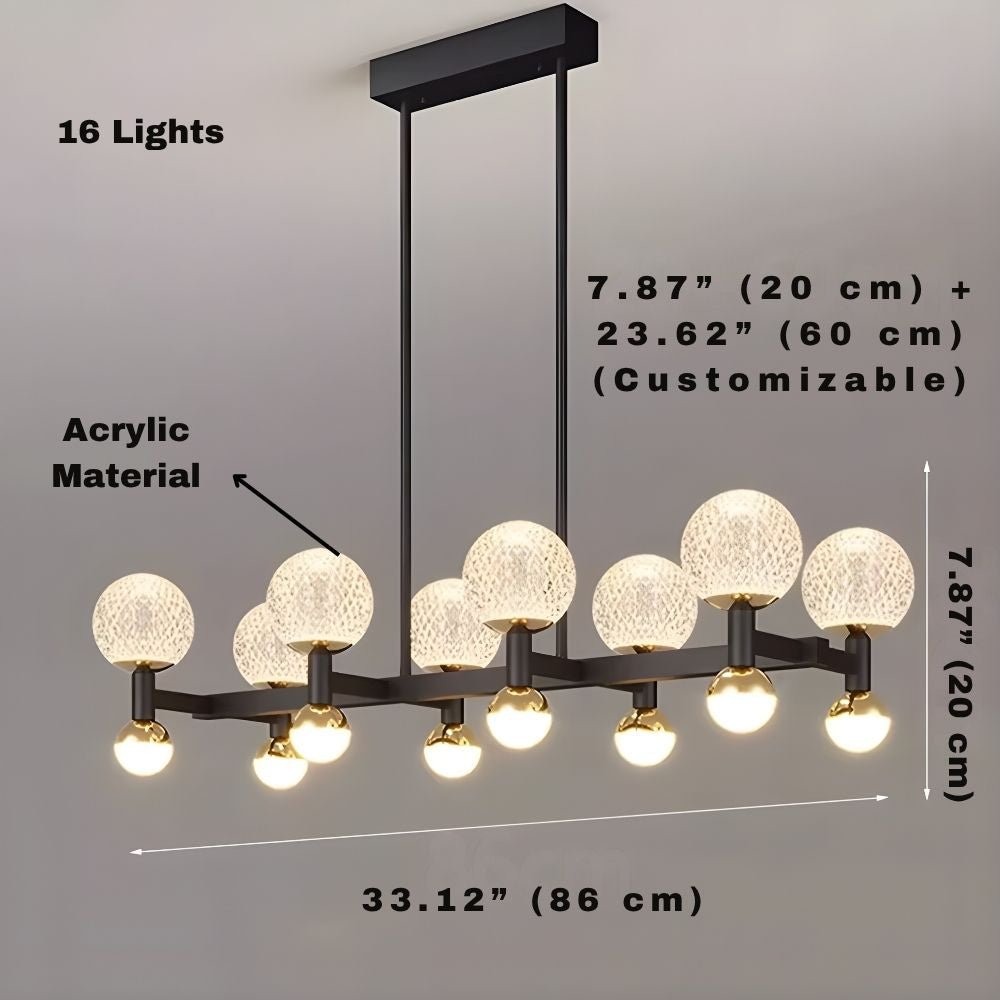 Modern Black Linear Dining Room Chandelier 12/16 Lights - 16 LightWarm White 3000KBlushlighting