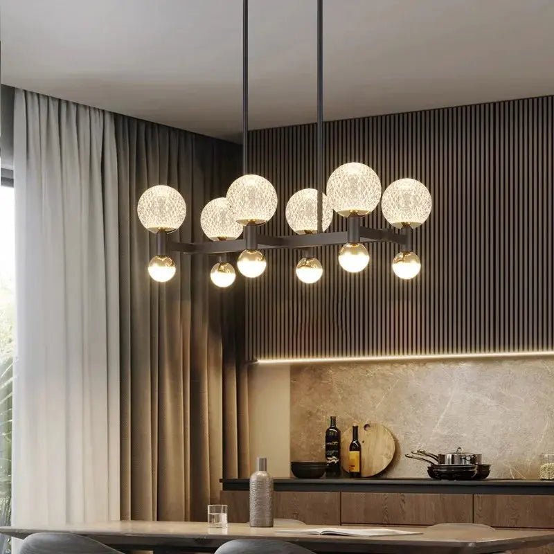 Modern Black Linear Dining Room Chandelier 12/16 Lights - 12 LightWarm White 3000KBlushlighting