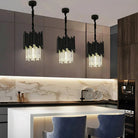 Modern Black Tube Crystal Pendant for Kitchen Island - D11.8"*H14.96"(D30cm*H38cm)Warm LightBlushlighting