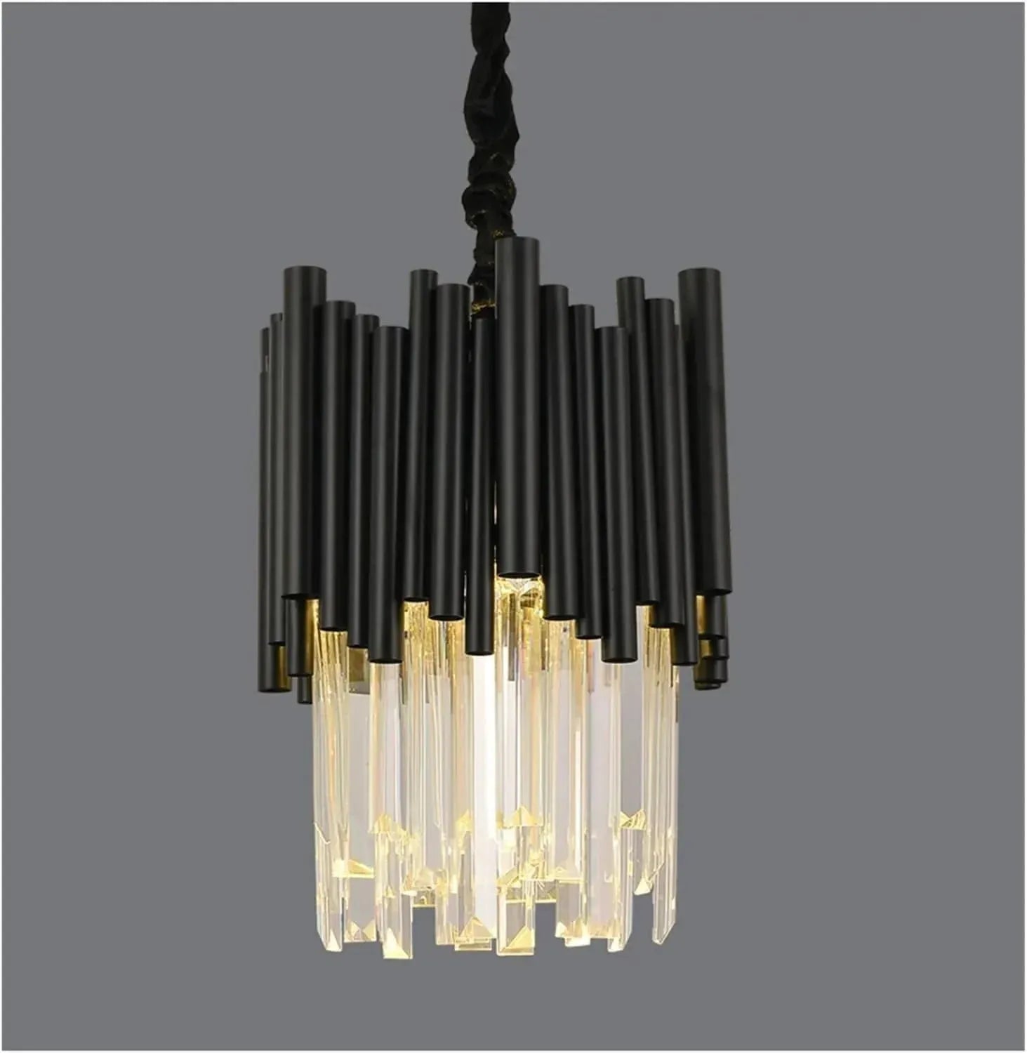 Modern Black Tube Crystal Pendant for Kitchen Island - D11.8"*H14.96"(D30cm*H38cm)Warm LightBlushlighting