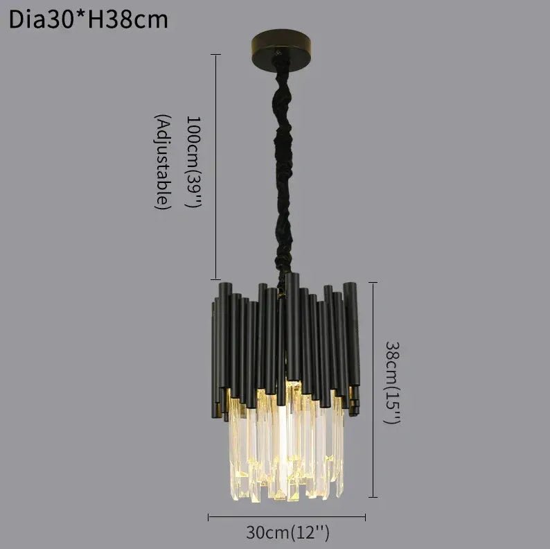 Modern Black Tube Crystal Pendant for Kitchen Island - D11.8"*H14.96"(D30cm*H38cm)Warm LightBlushlighting