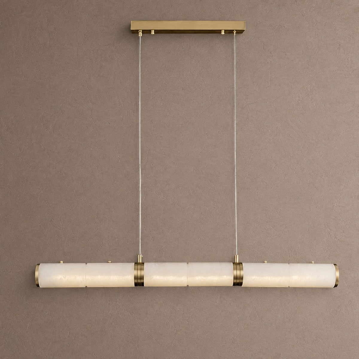 Modern Brass Alabaster 3-Light Linear Chandelier, 55.12 inch - Small: 39.37" LBlushlighting