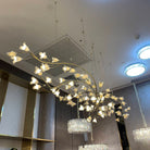 Modern Brass Branch Ceramics Flower Chandelier for Stylish Living Room Hotel and Restaurant-Chandeliers-Blushlighting