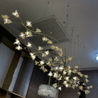 Modern Brass Branch Ceramics Flower Chandelier for Stylish Living Room Hotel and Restaurant - L110.24''*W30.7''/L280cm*W78cmWarm LightBlushlighting