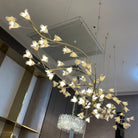 Modern Brass Branch Ceramics Flower Chandelier for Stylish Living Room Hotel and Restaurant-Chandeliers-Blushlighting