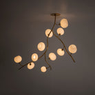 Modern Brass Branch Chandelier with Handcrafted Glass Globes - L62"*W22"*H50"(L157.5cm*W55.88cm*H127cm)Warm LightBlushlighting