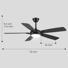 Modern Ceiling Fans with Lights 6 Speeds Reversible Dual Finish Wooden Blades 52" - Blushlighting