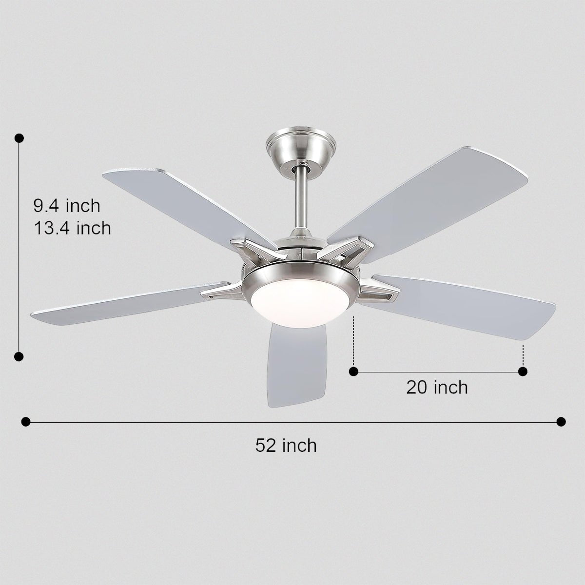 Modern Ceiling Fans with Lights 6 Speeds Reversible Dual Finish Wooden Blades 52" - Blushlighting
