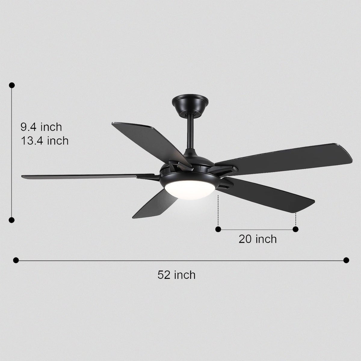 Modern Ceiling Fans with Lights 6 Speeds Reversible Dual Finish Wooden Blades 52" - Blushlighting