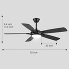 Modern Ceiling Fans with Lights 6 Speeds Reversible Dual Finish Wooden Blades 52" - Blushlighting