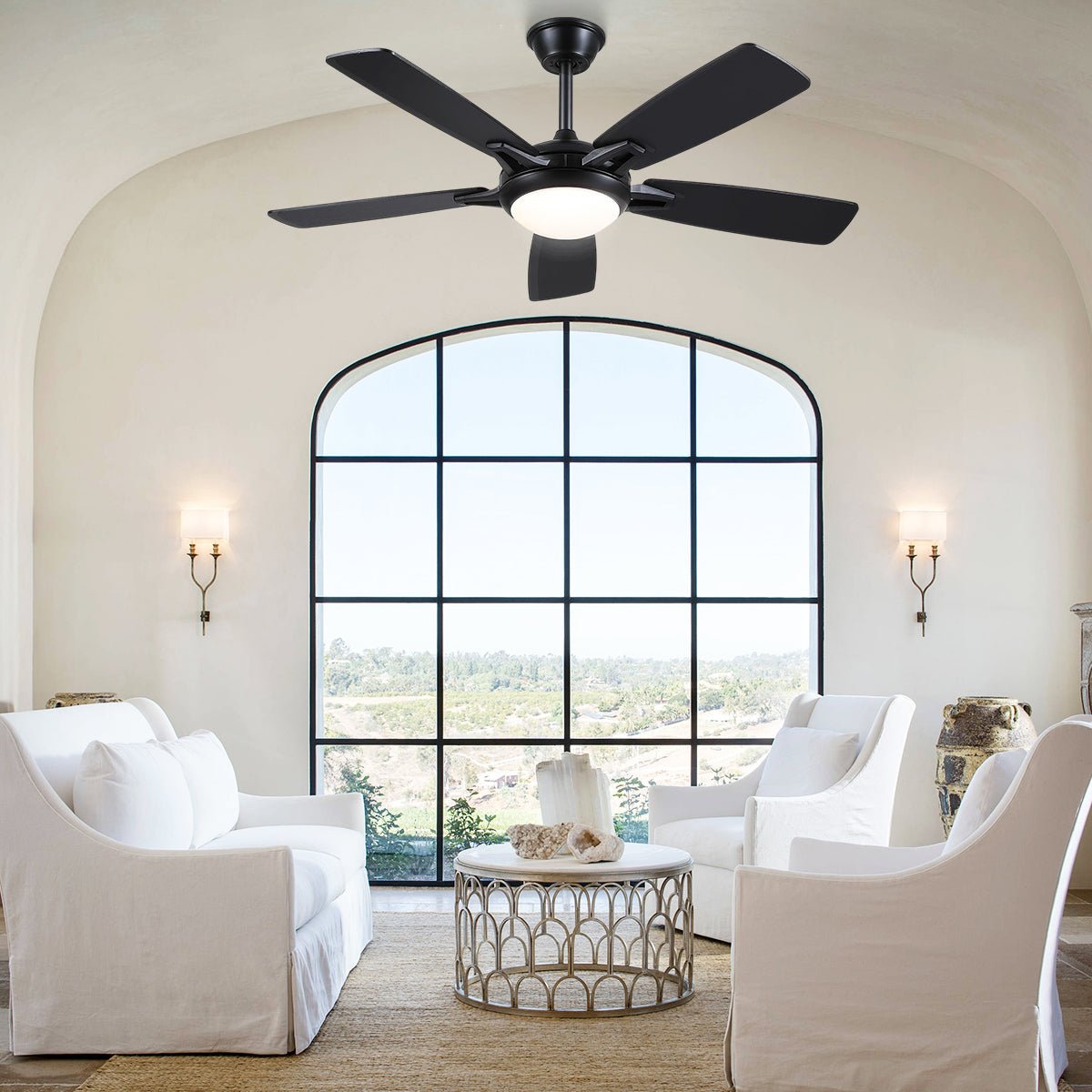 Modern Ceiling Fans with Lights 6 Speeds Reversible Dual Finish Wooden Blades 52" - Blushlighting