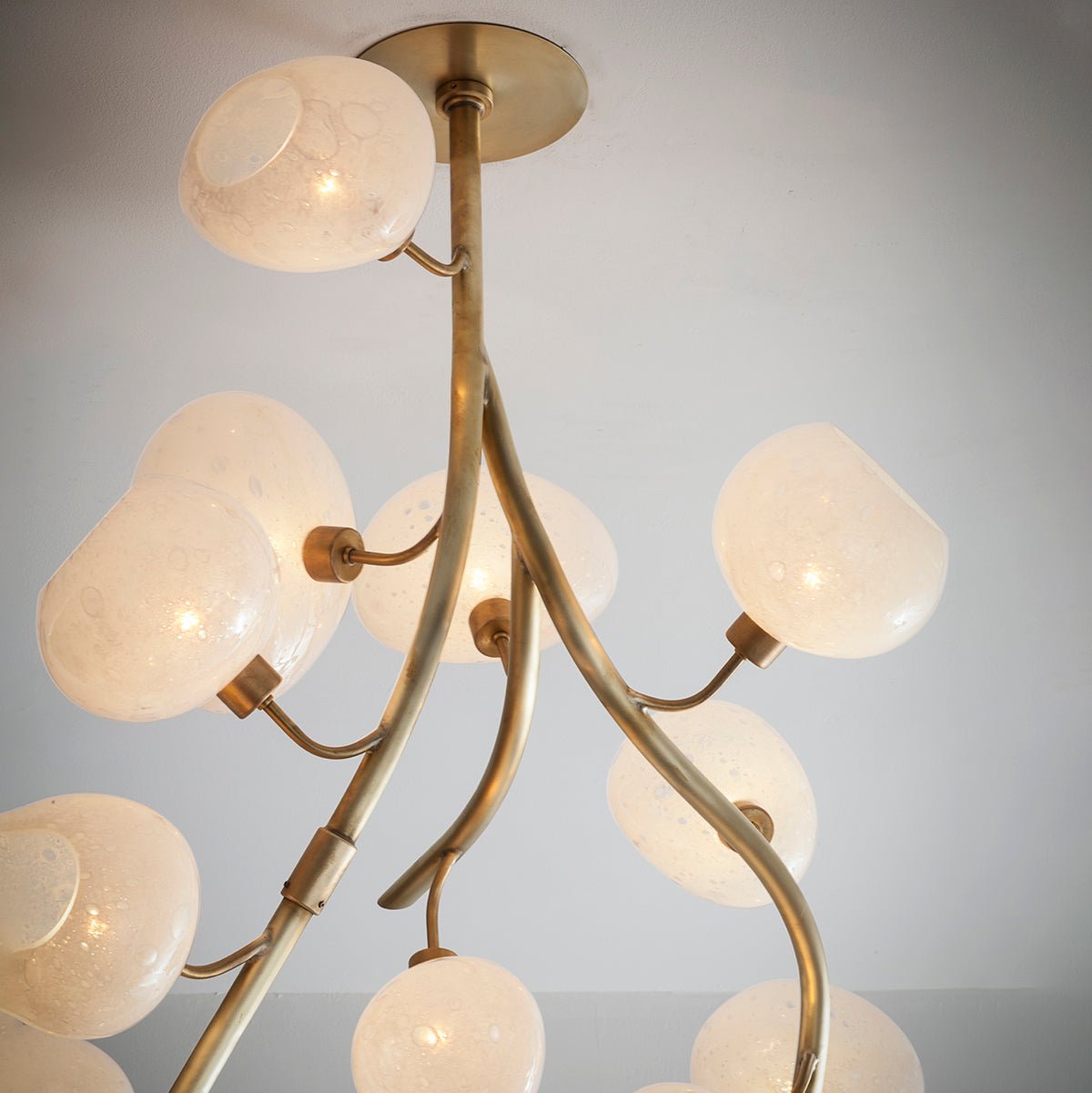 Modern Chandelier with Irregular Glass Lampshades and Brass Branches - L47"*W42"*H50"Warm LightBlushlighting