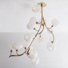 Modern Chandelier with Irregular Glass Lampshades and Brass Branches - L47"*W42"*H50"Warm LightBlushlighting