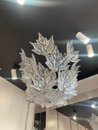 Modern Creative Clear Crystal Maple Leaf Chandelier for Living Room/Bedroom - 3 Tiers/D33.07''*H37.7''(D84cm*H96cm)Warm LightBlushlighting