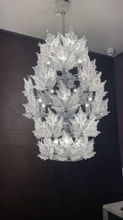 Modern Creative Clear Crystal Maple Leaf Chandelier for Living Room/Bedroom - 6 Tiers/D35.4"*H44.68"(D90cm*H113.5cm)Warm LightBlushlighting