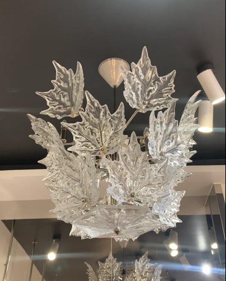 Modern Creative Clear Crystal Maple Leaf Chandelier for Living Room/Bedroom - 3 Tiers/D33.07''*H37.7''(D84cm*H96cm)Warm LightBlushlighting