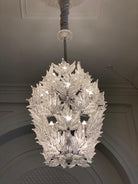 Modern Creative Clear Crystal Maple Leaf Chandelier for Living Room/Bedroom - 6 Tiers/D35.4"*H44.68"(D90cm*H113.5cm)Warm LightBlushlighting