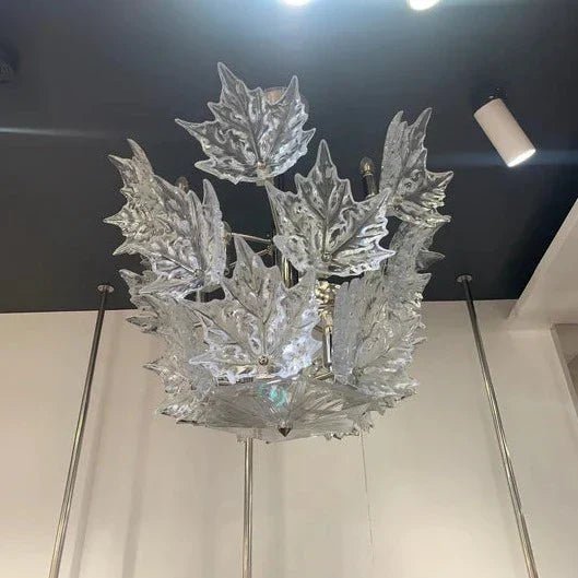 Modern Creative Clear Crystal Maple Leaf Chandelier for Living Room/Bedroom - 3 Tiers/D33.07''*H37.7''(D84cm*H96cm)Warm LightBlushlighting