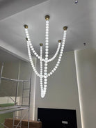 Modern Creative Pearl Necklace Chandelier - 12 Pearls/L78.7"With Metal DividerWarm LightBlushlighting