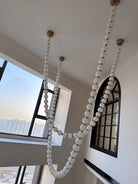 Modern Creative Pearl Necklace Chandelier - 12 Pearls/L78.7"With Metal DividerWarm LightBlushlighting