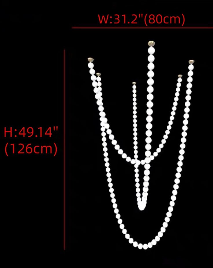 Modern Creative Pearl Necklace Chandelier - 12 Pearls/L78.7"With Metal DividerWarm LightBlushlighting