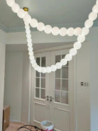 Modern Creative Pearl Necklace Chandelier - 12 Pearls/L78.7"With Metal DividerWarm LightBlushlighting