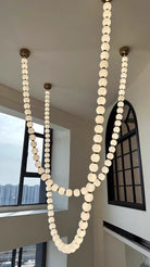 Modern Creative Pearl Necklace Chandelier - 12 Pearls/L78.7"With Metal DividerWarm LightBlushlighting