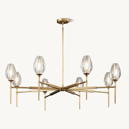 Modern Crystal Chandelier 10 Lights Brass 65in Gold Rectangle K9 Pendant Light - Brass - 10 Lights - RectangleBlushlighting