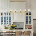 Modern Crystal Chandelier 10 Lights Brass 65in Gold Rectangle K9 Pendant Light - Brass - 10 Lights - RectangleBlushlighting